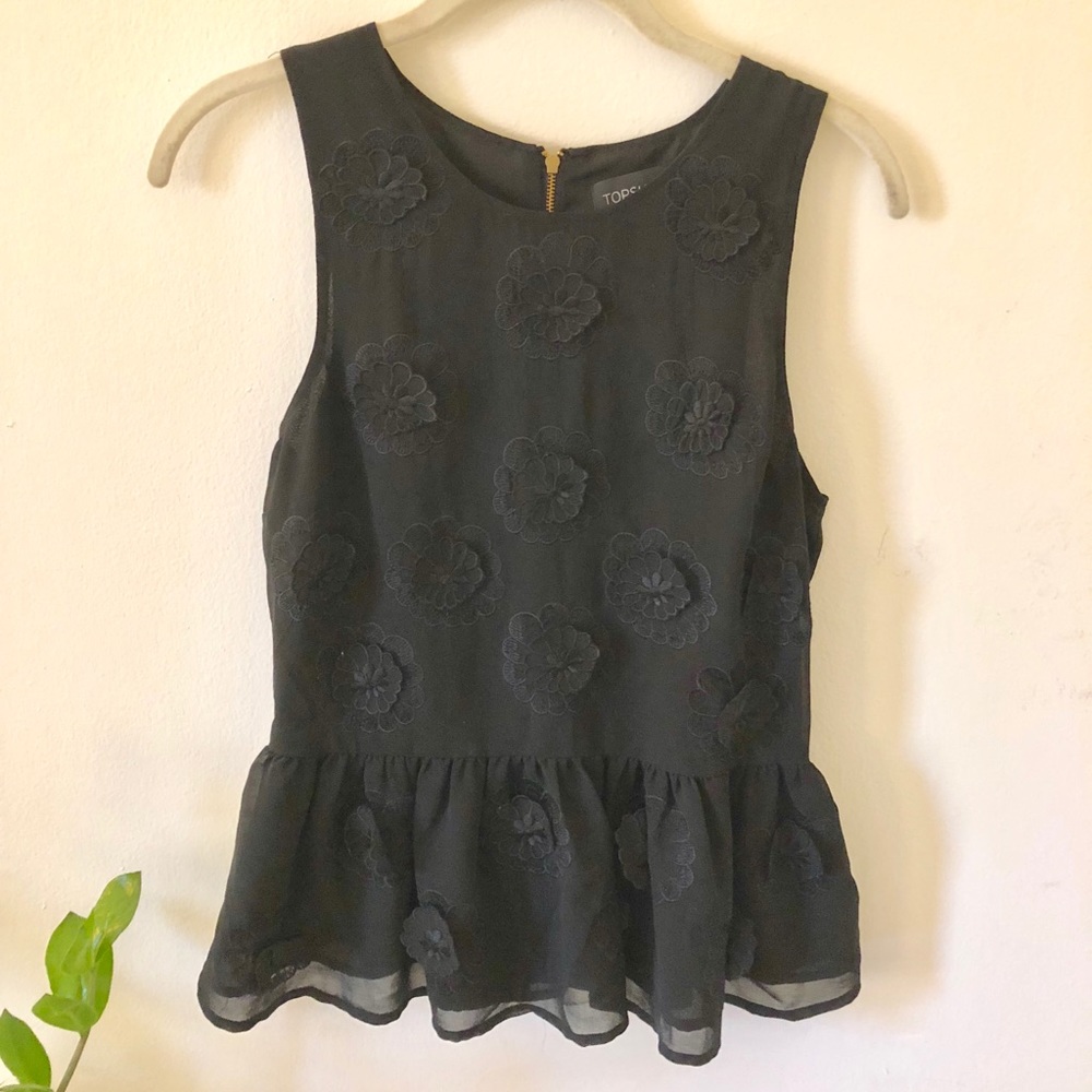 Topshop Black Peplum Blouse!
